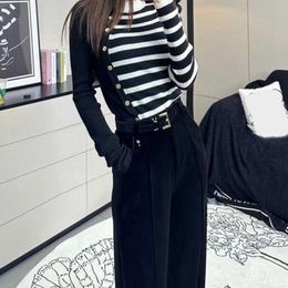 23SS Designer Brand Women broek Black High Taisted Casual Pants Dames Nieuwe High-Class Suit Pants Autumn Winter Women Women Clothing A1