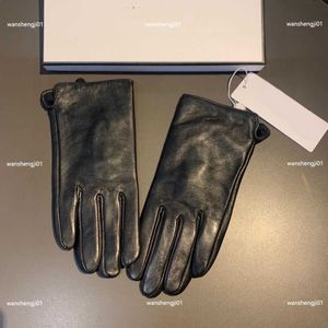 23ss designer meisje vijf vingers handschoenen leren handschoenen voor dames hoge kwaliteit puur zwarte wanten winter warm cadeau inclusief merkdoos
