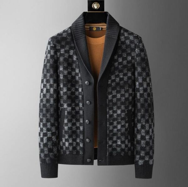 23ss chaqueta de diseñador hombres de manga larga de lujo de punto a cuadros chaquetas de gran tamaño abrigo de invierno para hombre