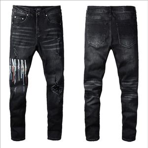 23SS Designer Jeans Hommes Denim Pantalons de broderie Trous de mode Pantalon Taille US 28-40 Hip Hop Pantalon à glissière en détresse pour homme 20270L