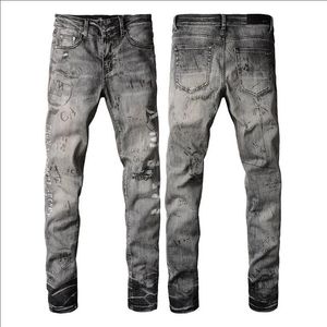 23SS Designer Jeans Hommes Denim Pantalons de broderie Trous de mode Pantalon Taille US 28-40 Hip Hop Pantalon à glissière en détresse pour homme 20280B