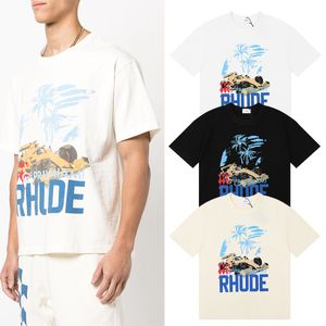 23ss Designer Luxe Rhude Hommes Et Femmes T-shirt Hip Hop Lettres Imprimé Tissu Lourd T-shirts Été Lâche Respirant Polyvalent High Street Tendance Tees 3A