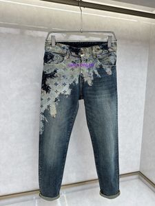 24SS Jeans de diseñador para hombre, jeans holgados, jeans ajustados de color púrpura salpicado, jeans casuales para hombre, hip-hop, pantalones para correr para hombre 1143