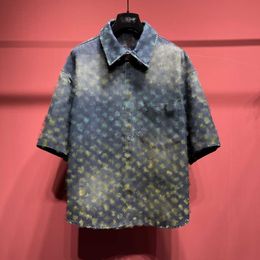 23SS Designer Men's T-Shirt Rainbow Jacquard Denim Coat Volledig scherm Oudbloemprintpatroon Premium luxe top