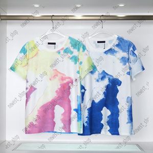 designer heren t-shirts tees klassieke kleur graffiti print t-shirt luxe zomer heren katoen casual tee kleuren blauw 2XL XXL