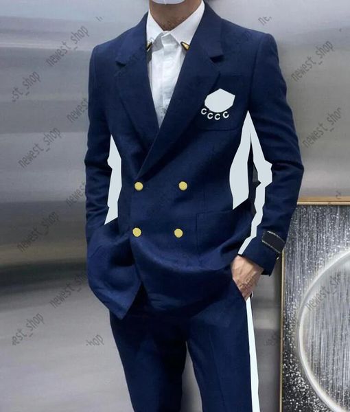 23SS Designer Mens Costume Blazers Luxe Style occidental Vêtements de loisirs Lettre Imprimer Manteaux Femmes Coopération Manteau Slim Fit Blue Ribbon Stripe