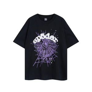 23ss Designer Rose Jeune Thug Sp5der 555555 Hommes et Femmes Premium Mousse Imprimé Spiderweb Motif Haut Tendance T-shirt K8U9