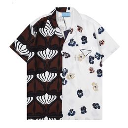 23ss Camisa de diseñador Camisas abotonadas para hombre Camisa de bolos estampada Hawaii Floral Camisas casuales Hombres Slim Fit Vestido de manga corta Hawaiian Belkis Top