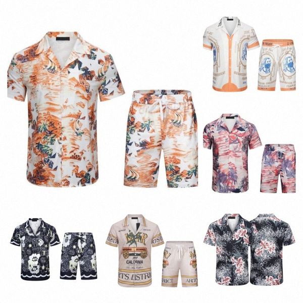 23SS Designer Shirt Mens Button Up Chemises à simple boutonnage Amirs Imprimer Bowling Chemise Hawaii Floral Chemises décontractées Hommes Sandy Beach Shorts de luxe de haute qualité g6lo #