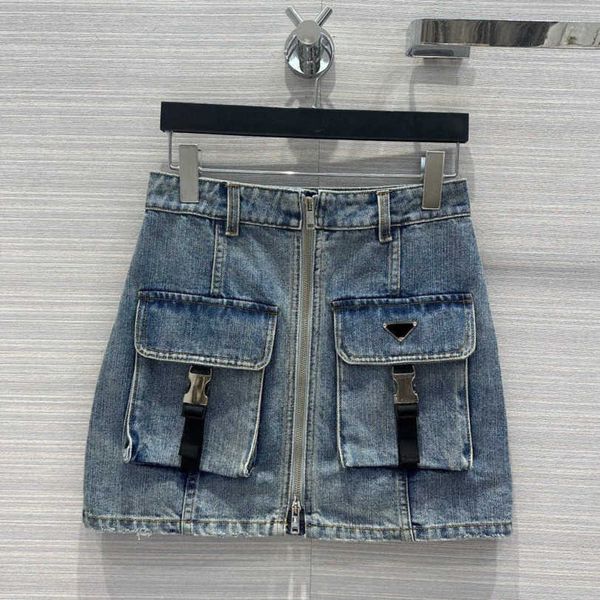 23ss designer Jupes jupe en jean mini jupe portefeuille jupe logo fermeture éclair poche taille haute denim courte demi jupe haute qualité femmes vêtements a1