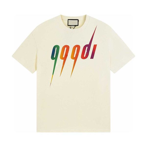 23ss Designer Stylist camisetas Hombre Moda Rainbow Letter Print T-shirts Hombres Mujeres Manga corta Hip-hop Streetwear Camiseta de algodón Euro Size S-xlb7k3