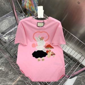 23SS Designer T-shirt lente/zomer nieuw katoenen paardenhirt graffiti letter print bead patroon grote heren t-shirt straatjurk