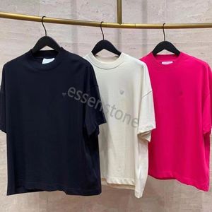 23ss Designer Tide T-shirts coeur poitrine lettre imprimé laminé à manches courtes High Street lâche surdimensionné T-shirt décontracté 100% coton Tops pour hommes et femmes paris t-shirt