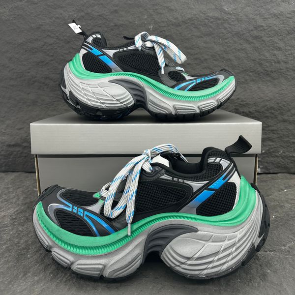 23SS Designers Hommes 10XL Sneaker Femmes Hommes Chaussures de sport Paris Volume exagéré Effet usé Mesh TPU et caoutchouc blanc noir gris bleu vert baskets de sport