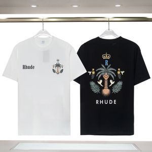 23ss Designers T-shirt Summer Europe Rhude Polos American Stars Fashion Mens Tshirts Star Satin Cotton T-shirt décontracté Femmes Mennes Tees Black Blanc M-3xl T-shirt