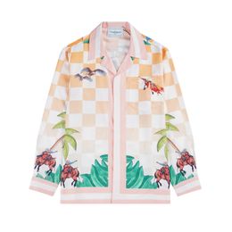 23ss europa USA hawaje plaża koszulka poliestrowa lato z długim rękawem Casual artysta kwiat Streetwear koszula Homewear rozmiar 3XL 11 lipca