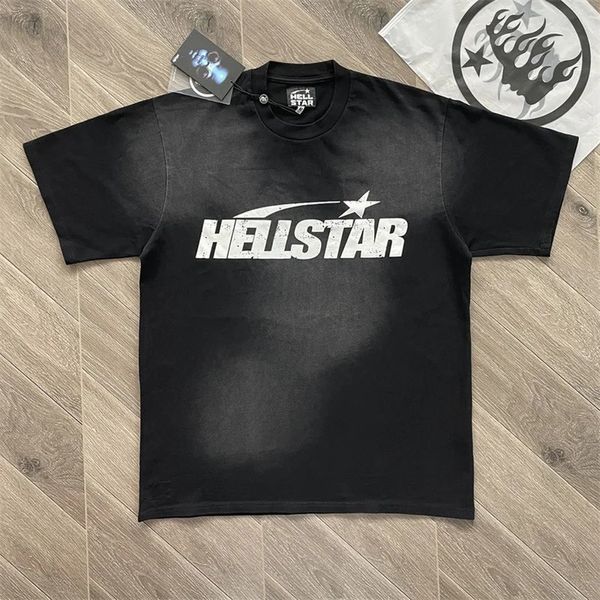 23ss Extra Large Hellstar noir T-shirt de lavage pour femmes 1 1 meilleure qualité coton imprimé Extra Large T-shirt 231211
