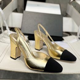 Chaussure de robe de slingback pour femmes Designer talons grosses sandales glisser sur la chaussure de loisirs mixtes de mariage chaussure de mariage classique en argent en or noir chaussure de plage extérieure