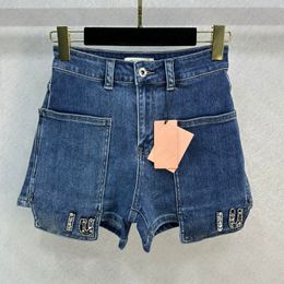 23SS FW Femmes Designer Shorts Jeans avec lettre Perles de cristal Haut de gamme Runway Marque Cowboy Casual Jersey Coton Outwear Mini Denim A-line Hotty Hot Pants