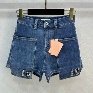 23SS Fw Dames Designer Shorts Jeans met Letter Kristalkralen High End Runway Merk Cowboy Casual Jersey Katoen Uitloper Mini Denim A-lijn Hotty Hot Pants