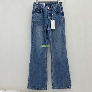 23SS Fw dames designer jeansbroek met letterpatroon meisjes nieuw katoen vintage high-end Milan Runway merk cowboy casual uitloper denim lange rechte broek