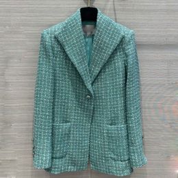 23SS FW Manteaux en tweed pour femmes Mélanges Veste blouson avec boutons en cristal