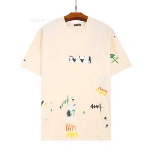 23SS Gal Lavin Mens Designer T Shirt Casual Man Dames T-handgeschilderde inkt Splash Graffiti-letters Losse korte mouwen Ronde nekkleding S-XL