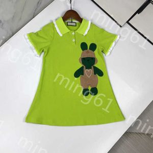 23ss Filles polo Robe Robes à manches courtes enfants vêtements de créateurs filles Robe Nouveau bouton de revers lapin Robe à manches courtes grandes filles jupes Vêtements pour enfants de haute qualité a1