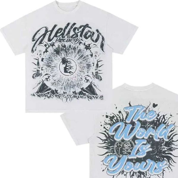 23ss Hellstar Globe Tee Grande Taille Hommes T-shirts Couverture En Coton Homme Vintage T-shirt Surdimensionné Streetwear Jeunes T-shirts Y2k Chemise Hellstar Vêtements a6