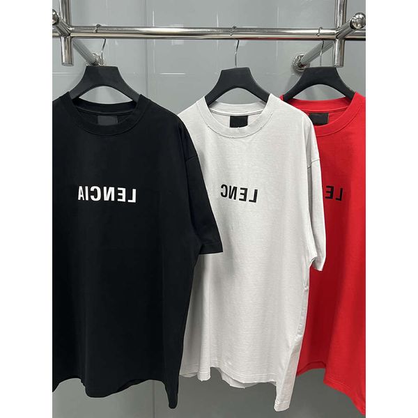 23SS High Version B Home Mirror Letter T-shirt imprimé pour hommes Femmes Style Couple Sleeve