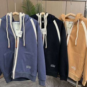 23SS Hoodie dames designer jas dames mode borduurwerkpatroon rits trekkoord sweater casual geweven met opgevoelde verdikte jas