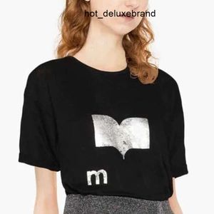 prada balmain burberry celine chanel miu miu loewe gucci fendi Вы 23SS Isabel Marant Women Designer Tshirt New Fashion Letter SQUIN Printing Straight Tube Casual Pullover Sports T