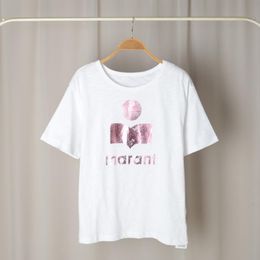 23ss Isabel Marant T-shirt Femme Mode Lettre Impression Pull Décontracté Sport Femmes Plage T-shirts À Manches Courtes
