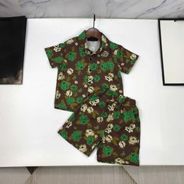 23ss kid ensembles enfants survêtement enfants vêtements de marque bébé ensemble garçons chemise à manches courtes imprimé floral taille élastique short costume vêtements de bébé de haute qualité