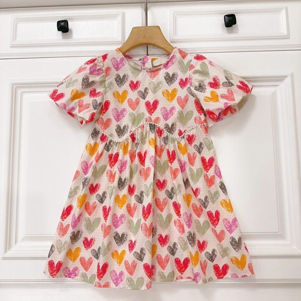 Niños Diseñador marca vestido niñas Moda cuello redondo color arco iris vestidos todo Color logo impresión vestidos Camisa de alta calidad falda Ropa de bebé e95R #