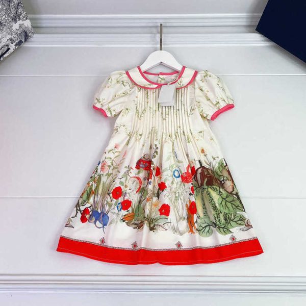 23ss enfants Designer marque nouvelle robe Fairy dresss revers série Flower Fairy jupes filles robes à manches courtes enfants jupe bébé vêtements a1