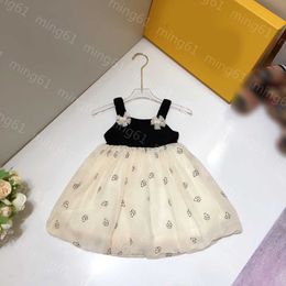 23ss enfants vêtements de créateurs filles robe princesse robes robe d'été Patchwork en mousseline de soie robe jarretelle jupes vêtements pour enfants de haute qualité a1