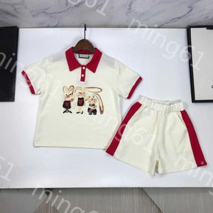 23ss kids designer kleding kids set jongens t-shirt Shorts pak Kleuraanpassing revers konijn print T-shirts met korte mouwen splicing shorts Pak Hoge kwaliteit babykleertjes