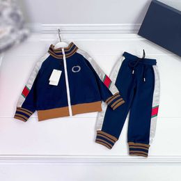 23ss tuta per bambini bambini abiti firmati set per bambini ragazzi giunture a nastro colletto alla coreana pantaloni giacca con cerniera set vestiti per bambini di alta qualità
