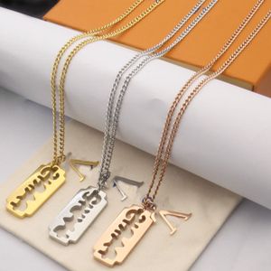 23ss Brief Blade Hanger Ketting Merk Designer Sieraden Titanium Stalen Kettingen Ketting Mannen Vrouwen Unisex Gift Geen Doos