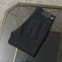 23ss Luxury Designer Jeans pour hommes brodés personnalisé de haute qualité jean petit lavage droit shisha gris hommes pantalons en denim décontractés