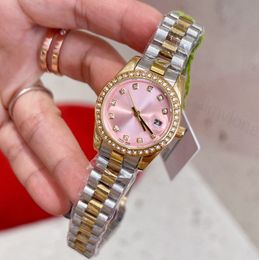 23SS Luxus Gold Damenuhr Top Marke 28mm Designer Armbanduhren Diamant Damenuhren für Damen Valentinstag Weihnachten Muttertag Geschenk Edelstahlband Uhr