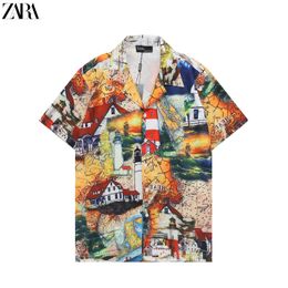 23SS Men de chemises décontractées une chemise à imprimé romantique sur une plage Balon de luxe Craft Process Back Pattern SC1