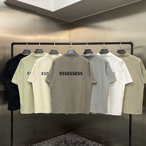 23SS Solapas de diseñador para hombre Manga corta Camiseta de doble línea Letras Reflectantes Camisetas sueltas de calle Camisetas Polo Camisetas para mujer Estilo de pareja