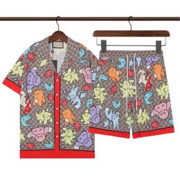 23SS Heren Zomerontwerper Shirts Strandbroek Sets Fashion Floral Letter Print Casual Shirt Men Slim Fit Short Sleeve Board Beach Shorts