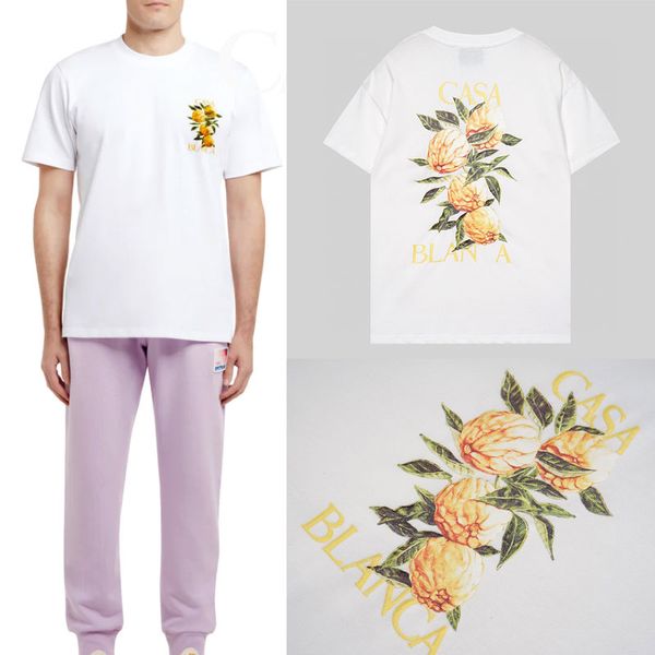 23SS Hommes Été Nouveau 100% Coton Biologique Yuzu T-Shirt Hommes Casual T-shirts Homme Vêtements Rue Casablanc Designer De Luxe Shorts Manches Sports De Plein Air Graphic Tee