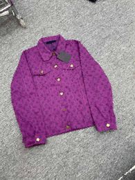 23SS MENS Femmes Designers Vestes en denim Paris Jacquard Letter Tissu Vêtements Streetwear Coats Outerwear Long Menc Men Vêtements Purple