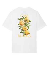 Casablanca 23SS Nieuwe Designer Klassieke Mode Katoenen T-shirt Walnoot Bloem Siciliaanse Stijl Mannen en Vrouwen Liefhebbers Hawaiiaanse Korte mouwen T-shirt