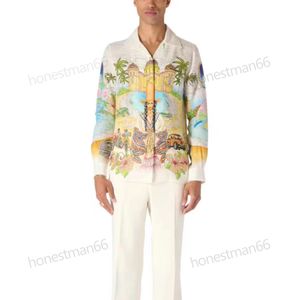 24ss Nieuw Casablanca Designer Shirt Mannen en Vrouwen Origineel Product Kunstenaar Cuba Kraag Siciliaanse Mannelijke en Vrouwelijke Paren met Getijde Lange Mouw Casablanc