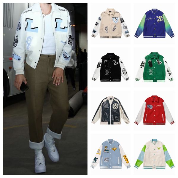 Diseñadores Chaquetas para hombres Marca de moda Hombres Mujeres Chaqueta suelta Manga larga Verde Béisbol Hombre Hip Hop Otoño Varsity Chaquetas Casual Cálido Bomber Ropa